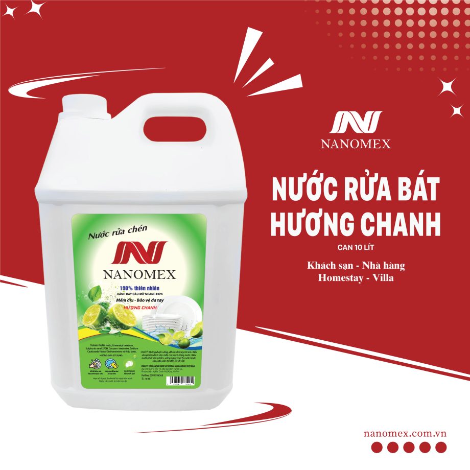 nước rửa chén nanomex hương chanh can 10 lít giá tốt