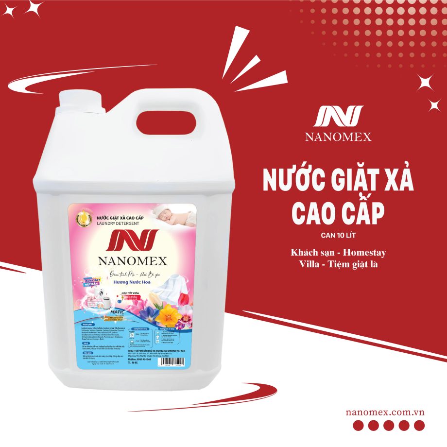 nước giặt xả công nghiệp nanomex can 10 lít 5 lít cao cấp giá rẻ