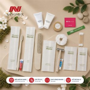 BỘ AMENITIES CAO CẤP – TÚI VẢI KHÔNG DỆT IN LOGO