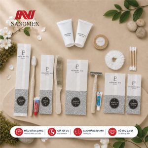 BỘ AMENITIES CAO CẤP – TÚI GIẤY NẾN IN LOGO